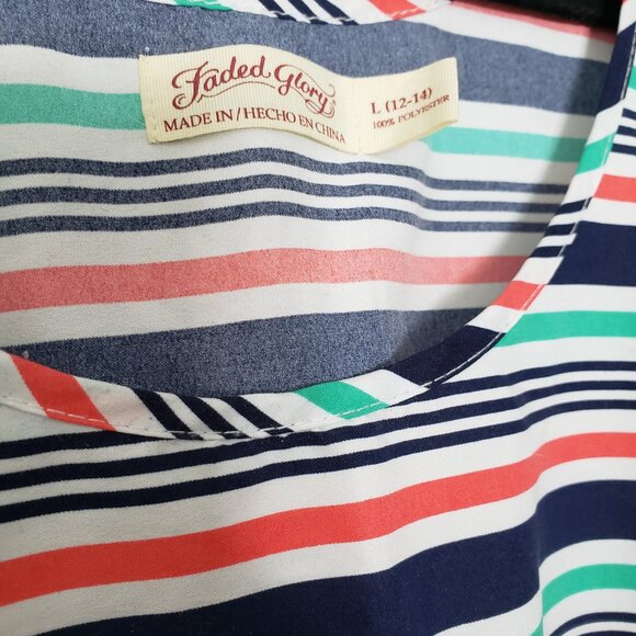 Faded Glory nautical striped lightweight flowy tank top, womens Large 12-14 - Picture 3 of 8